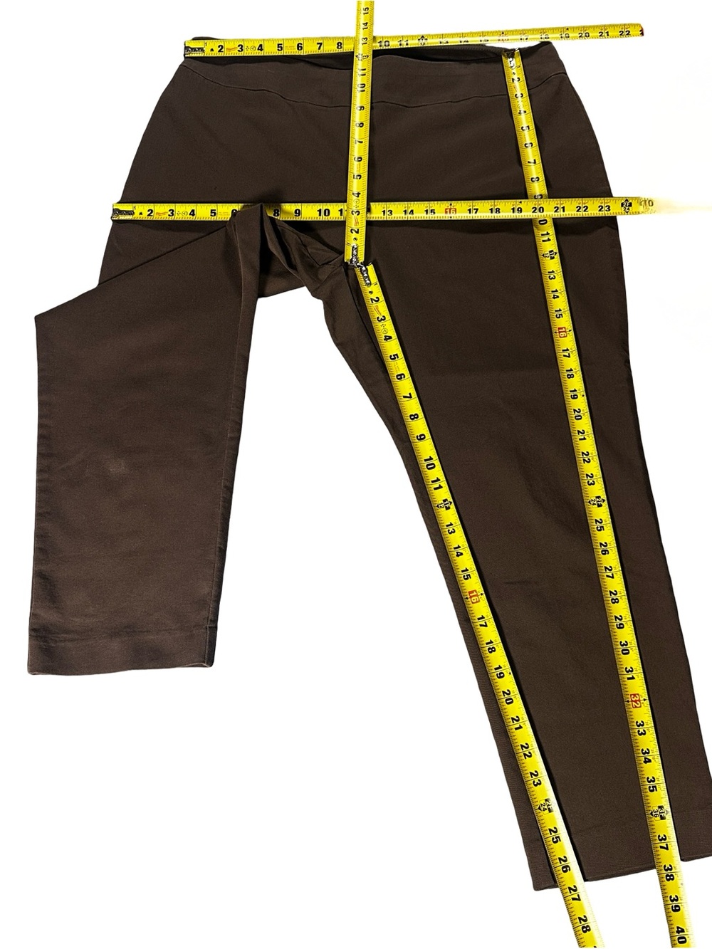 Croft & Barrow Effortless Stretch Brown Pull-On Crop Pants 16W Short - Picture 8 of 8